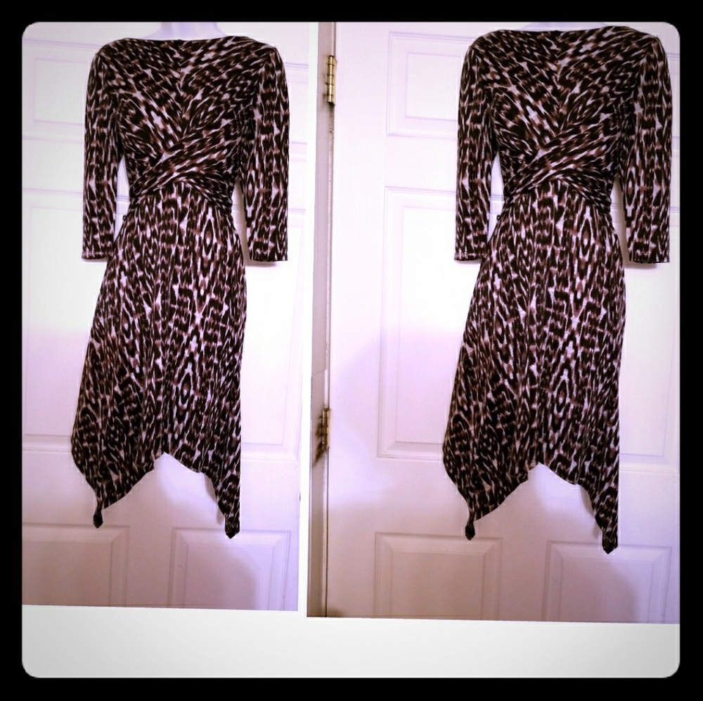 Beautiful leopard print knit handkerchief dress
